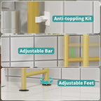 3-Tier Over Toilet Storage, Anti-Tip, 64" H, Gold - Image 4