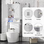 Vabches Over The Toilet Storage Cabinet with 2-Door Design Bathroom Organizers and Storage with Anti-Tip Device Over Toilet Organizer with Shelves for Bathroom,Restroom,Laundry White - Image 4