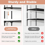 LANTEFUL 3 Tier Shoe Rack for Closet, Shoe Organizer with 5 Hooks, Long Shoe Shelf Storage for Sneaker and Boot Stackable Free Standing Shoe Rack for Entryway, Garage, Small Spaces, Dorm - Image 5