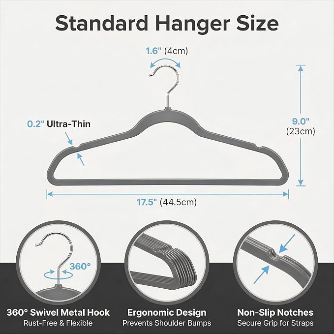 HOUSE DAY Grey Plastic Hangers 50 Pack - Ultra-Thin Heavy Duty Non-Velvet - Image 6