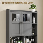 Vabches Over The Toilet Storage Cabinet with Doors and Shelf, Natural Grey - Image 6