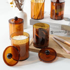 4 Pcs Acrylic Qtip Holder, Cotton Ball Holder Jars with Lids, Brown - Image 7