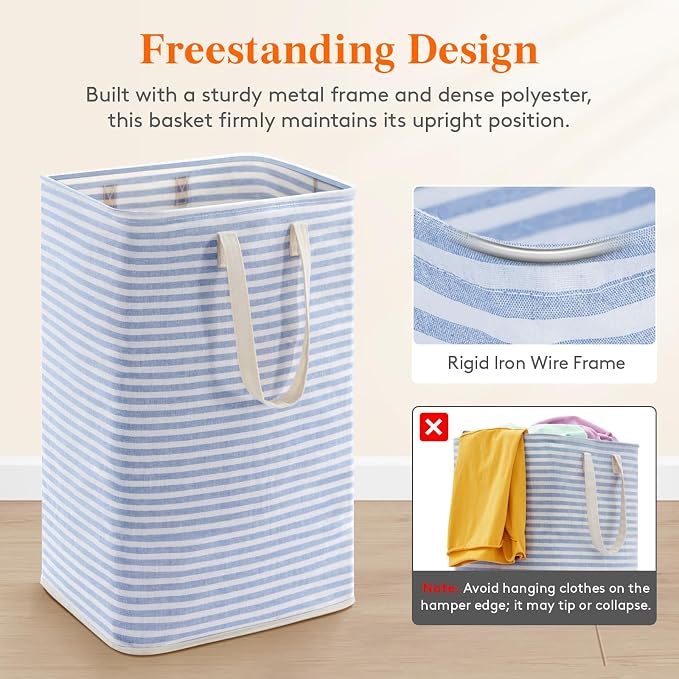 Lifewit 75L Large Collapsible Laundry Basket with Extended Handles, Blue - Image 5
