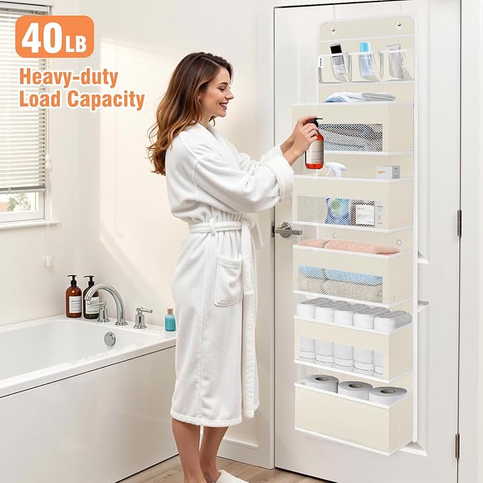 Over The Door Organizer Storage Large Capacity Hanging Bedroom Storage | 6 Shelves, Detachable, 40 LB Capacity, Mesh Design, Clear Window, Sturdy, Storage Organizer for Nursery, Pantry & Closet - Image 5