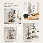 Crofy 3-Tier Arched Wall Shelf with Black Frame & Transparent Shelves - Image 6