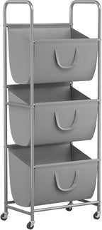ELYKEN 3-Tier Vertical Rolling Laundry Hamper with Wheels & Removable Bags by ELYKEN