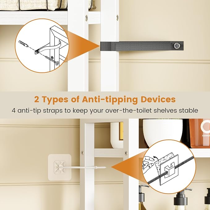 Asgolion Over-The-Toilet Storage Rack, 3-Tier Bathroom Shelves Over Toilet - Image 6
