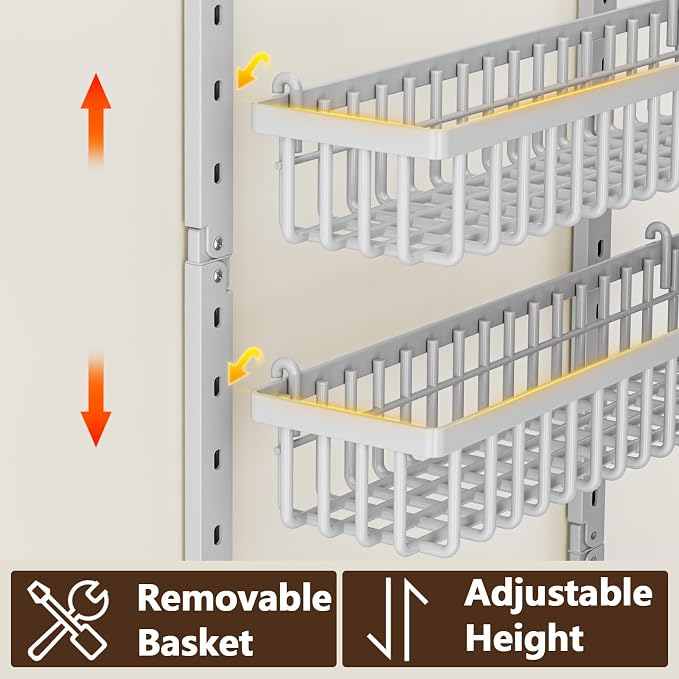 POKIPO 9 Tier Over The Door Pantry Organizer, 2 in 1 Wall Mount or Hanging Spice Rack with Adjustable Deep Basket, Heavy-Duty Seasoning Organizer and Storage for Kitchen Cabinet Closet Bathroom - Image 5