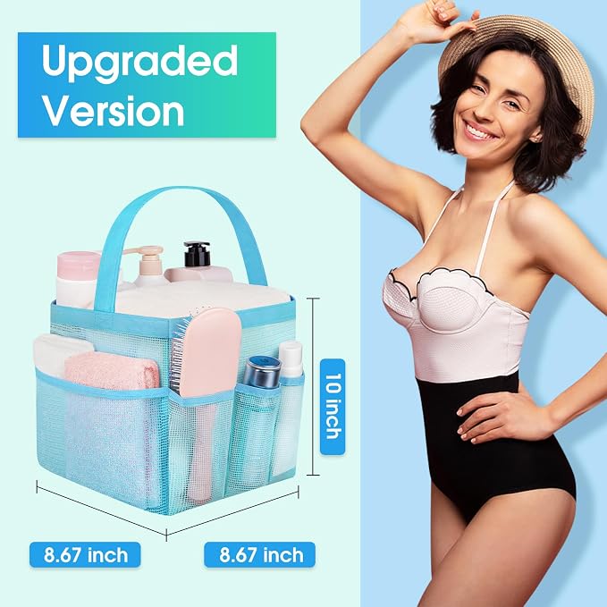 Mesh Shower Caddy Portable - 9 Pockets for College Dorm Room Essential - Image 3