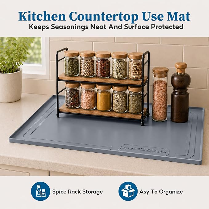 Waterproof Under Sink Mat 34"x22", Silicone Mat, Dark Gray - Image 9