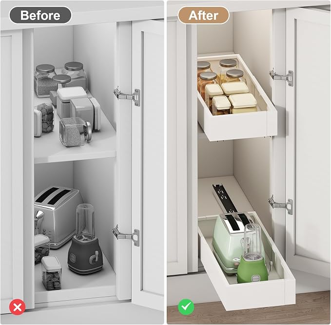 Fokyfok Pull out Cabinet Organizer,7"-11"W,17"-24"D,Expandable,Adhesive - Image 6