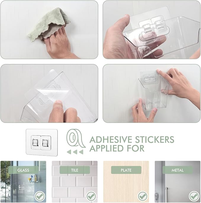 Clear Adhesive Wall Storage Bins 4-Pack Cabinet Door Organizer Cups(Medium) - Image 4