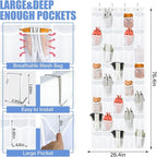 Windyun 1 Pcs 40 Pocket Over the Door Shoe Organizer Hang,White - Image 3