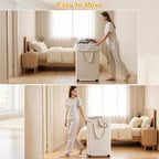 efluky Slim Laundry Hamper with Wheels and Removable Bag, Rolling Laundry Basket for Clothes, Small Laundry Basket for Bedroom, Dorm and Laundry Room, 75L (19.8 Gallons) Beige - Image 5