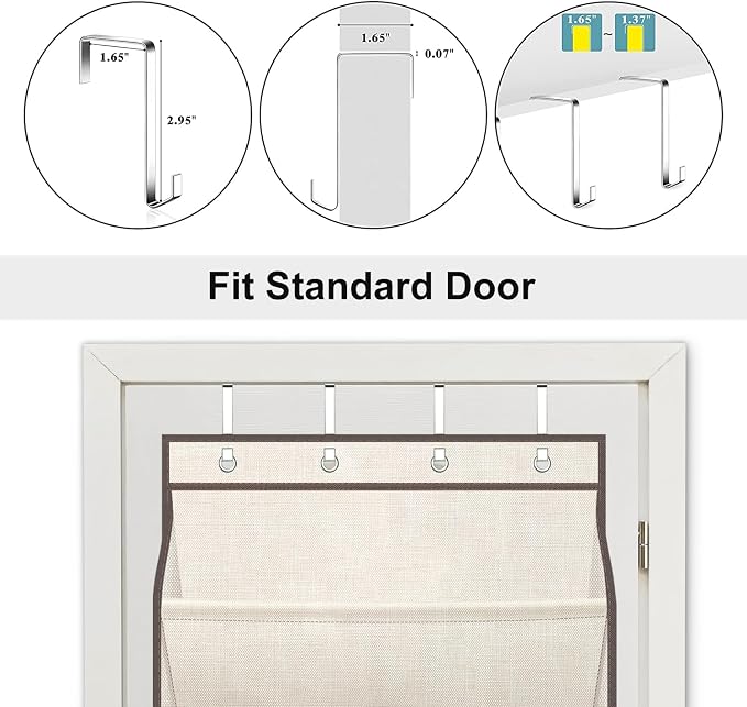 SLEEPING LAMB Over The Door Shoe Organizer for Closet with Large Deep Pockets, Narrow Shoe Rack for Door Hanging Boots Storage, Beige - Image 6
