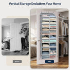 Yecaye Over The Door Organizer, 6 Tier Extra Large Behind Door Storage of 12 Compartments, 80lbs Heavy Duty Door Organizer Hanging with Clear Window for Closet Bedroom Pantry Bathroom, Grey - Image 7