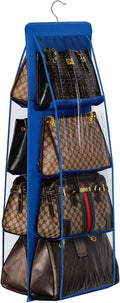 Lirex Handbag Hanging Purse Organizer for Closet, 8 Pocket Handbag Storage Organizer Hanger Oxford Cloth Closet Organizer for Family Closet Bedroom, Foldable and Universal Fit, Blue by Lirex