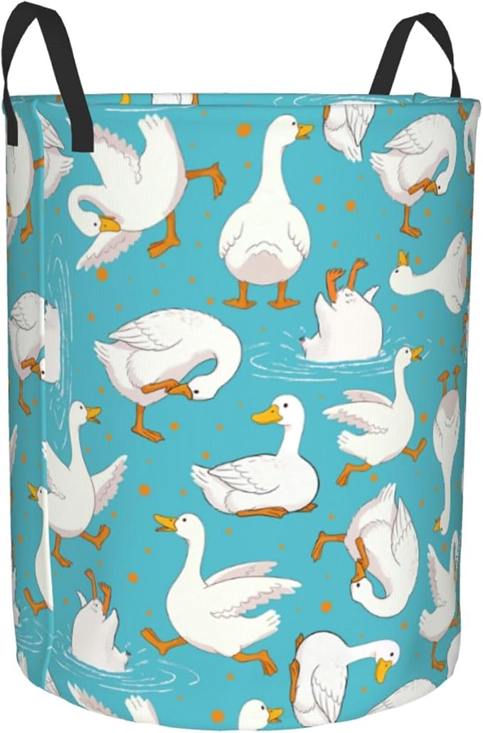Ducks White Laundry Basket Foldable Laundry Hamper With Handles Clothes Storage Bucket Organizer Laundry Bag For Bedroom Bathroom Laundry Storage 19.6 x 15.7 - Image 9