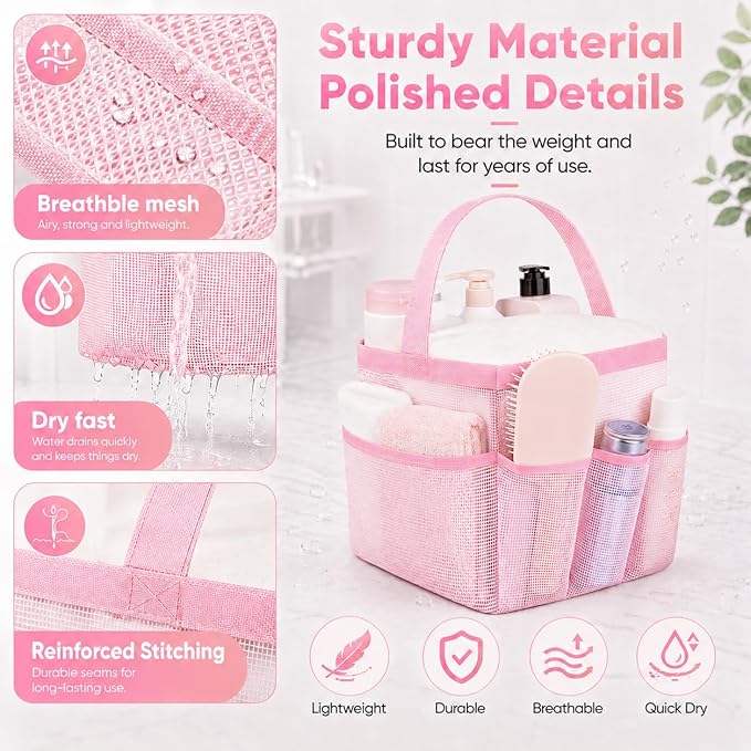Mesh Shower Caddy Portable - 9 Pockets for College Dorm Room Essential - Image 3