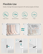 SONGMICS Shoe Rack, 4-Tier with Doors, 16-Pair Storage Cabinet | Shoe Organizer, Steel Frame, Plastic Panel, Bedroom, Entryway, Cloud White and Transparent, DAMION Collection ULPC032W01 - Image 7