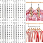 24 Pack Space Saving Hangers for Clothes Collapsible Metal Hangers Space Saving for Organization and Storage Hanger Organizer for Heavy Clothes Apartment College Dorm Room Essentials,Silver by VZZNN