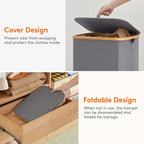 Lifewit 105L Laundry Basket with Lid, Clothes Hampers for Laundry with Bamboo Handles and 1 Removable Bag, Large Foldable Laundry Hamper for Bedroom, Bathroom, Dorm, Laundry Room, Gray - Image 7