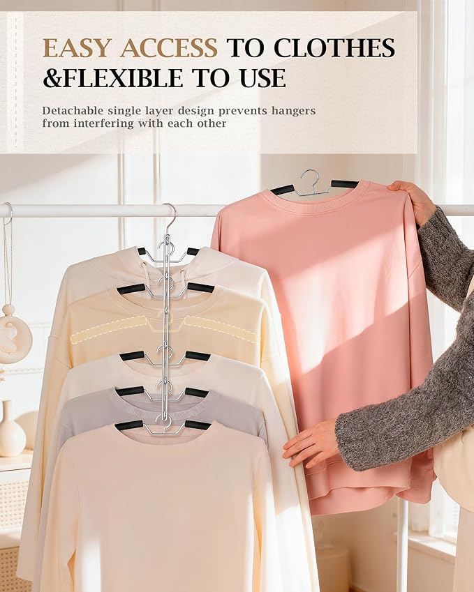 6 Layer Space Saving Shirt Hangers Multi Coat Hangers 2 Pack - Image 2