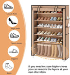 Laiensia 7-Tier Vertical Shoe Rack Organizer, Space Saving Shoe Storage Organizer, Non-Woven Cover Shoe Shelf Holds 28-35 Pairs for Bedroom, Hallway, Closet Entryway, Brown - Image 6