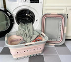 SAMMART 42 (11 Gallons) Collapsible Plastic Laundry Basket, Foldable Pop Up Storage Container/Organizer, Space Saving Hamper, Portable Bin for Dorm Room Bathroom (2, Grey/Pink) - Image 2