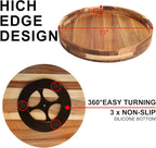 Acacia Wooden Lazy Susan for Table Top-12 Inch Wooden Lazy Susan Turntable with Double Handle-Large Acacia Wooden-Spice Organizer for Countertop, Table, Cabinet - Image 2