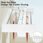 Vikaqi Wall Mounted Clothes Drying Rack 40 inches, Foldable Wall Mount Laundry Rack Folding Indoor, Drying Rack Clothing Collapsible, Hidden Space Saver with Wall Template, 6 Rods, White - Image 6