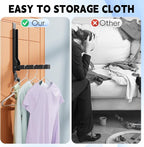 2 Pack Over The Door Hanger Folding Clothes Drying Rack, Folding Hanging Coat Rack for Indoor Laundry Room Compact Small Space Foldable Portable Clothing Hanger Hook Collapsible (Black-2(Upgraded)) - Image 7