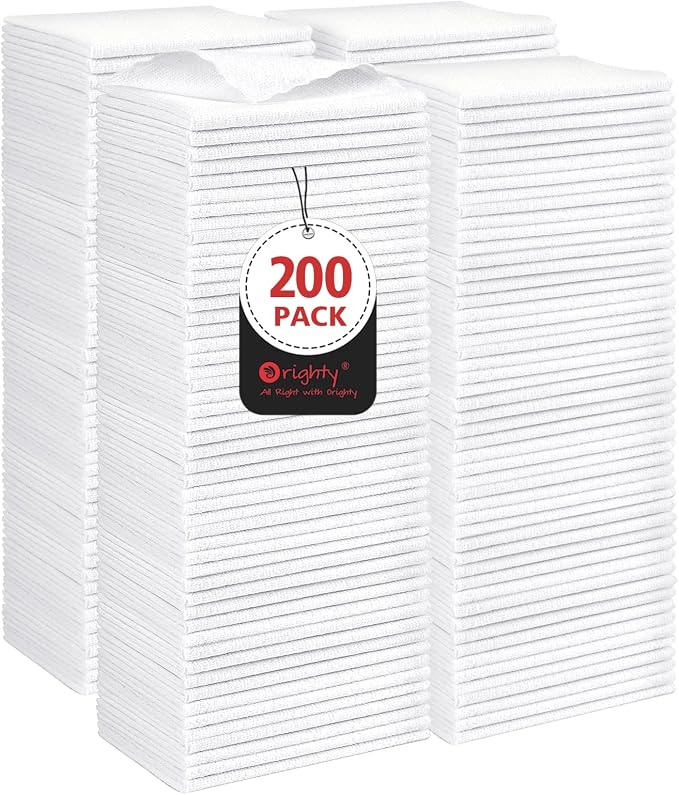 Orighty Microfiber Cleaning Cloth Bulk, 200 Pack, 11.5x11.5 inch, White by AllRightinOrighty