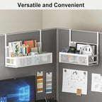 Hanging Kitchen Baskets Fine Mesh Wire Storage Basket Over Cabinet Door Organizer No Drilling Required for Kitchen Bathroom Office, 2 Smalls, White. - Image 5