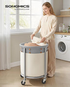 SONGMICS Laundry Basket with Wheels, 29 Gal., Steel Frame, Removable Bag - Image 2