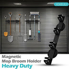 Magnetic Mop Broom Holder, Strong Non Slip Magnetic Broom Mop Hanger, Heavy Duty Magnetic Hooks for Hanging Shovel Rake Tools, Wall Mounted Utility Storage Magnet Rack 4 Rack - Image 6