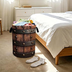 Wood Texture Print Laundry Basket Foldable Laundry Hamper With Handles Clothes Storage Bucket Organizer Laundry Bag For Bedroom Bathroom Laundry Storage 19.6 x 15.7 - Image 6