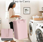Optish 75L Pink Slim Laundry Hamper, Large Laundry Basket with Handles, Baby Hamper for Nursery, Dorm, Bedroom, Living Room, Collapsible Laundry Basket - Image 5
