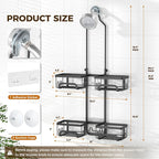 REINHARDT Split Shower Caddy Hanging for Handheld Showerheads, Black - Image 6