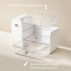 HBlife Makeup Organizer Countertop with Drawers, Vanity Organizers with Brush Holder, Bathroom Counter Organizer for Perfume, Nail Polishes, Lipsticks, Skincare and Eyeshadow Palettes, White Sliver - Image 5