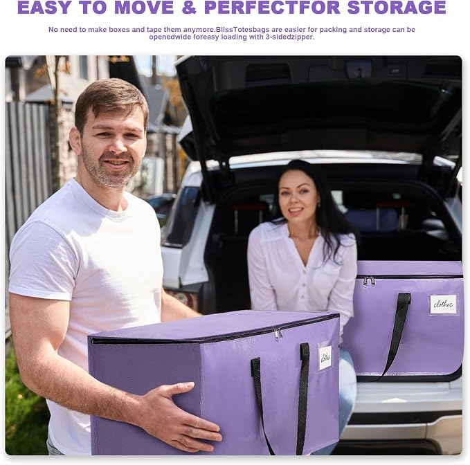 Moving Bags Heavy Duty Lavender Purple – Large Packing Bags for Moving, Extra Large Storage Totes with Zippers and Handles - Image 4