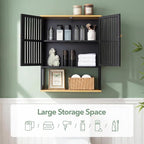 Bathroom Wall Cabinet with Bamboo Doors, 24 x 30 Inch, Black - Image 3