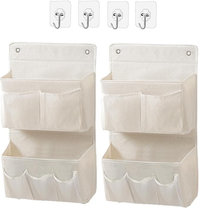 Wall Hanging Organizer – Over the Door Storage & Behind Door Organizer for Dormitory, Bathroom, Bedroom, Kitchen, Nursery, Space-Saving (White, 2 Pack) by Someteth