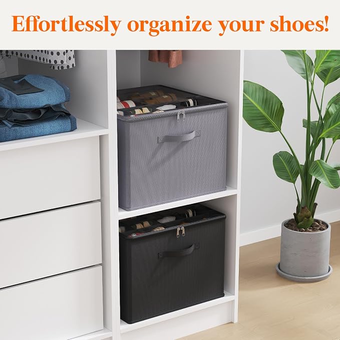 Lifewit Shoe Storage Organizer for Closet, Holder Box, 2 Pack, Black - Image 5