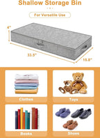 punemi 4 in High Sturdy Low Profile Under Bed Storage, 2 Pack, Grey - Image 5