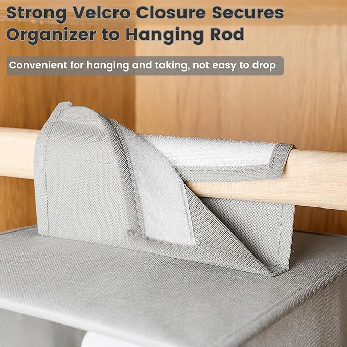 HomeBeyond 10 Shelf Hanging Closet Organizer, Grey Storage Shelves for Clothes, Shoes, and Accessories, Space Saving Closet Storage Solution - Image 4