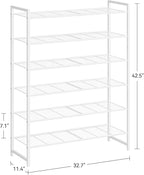 Nunsino Shoe Rack, Metal Shoe Organizer, 6 Tier Garage Shoe Rack Max Holds 30 Pairs,Shoe Storage Shelf for Closet,Entryway,White - Image 3