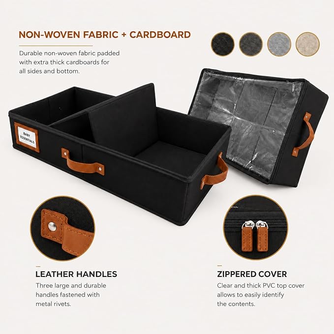 HOMELUX THEORY Under Bed Storage, Large 2pc with Lid, Black | Drawer-style pull-out design, Fits blankets, clothes, fabric & shoes, Bins with lids, Bedroom & closet storage - Image 6