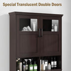 Vabches Over The Toilet Storage Cabinet with Doors & Paper Holder, Espresso - Image 6