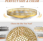 AMH 10-Inch Gold Checkerboard Lazy Susan Vanity Tray with Metal Rail - Image 6